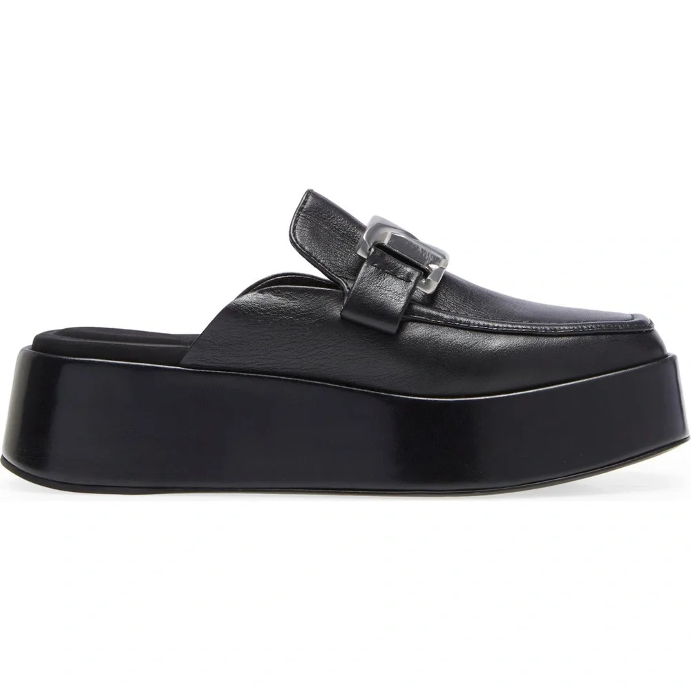 Rag & Bone Logan leather silver chain loafer mule slide platform flatform size 9 - Picture 3 of 16